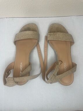 TOP MODA Gold Glitter Slingback Sandals